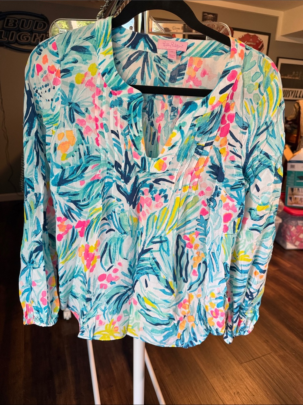 Lilly Pulitzer Multicolor Tropical Print Long-Sleeve Blouse
